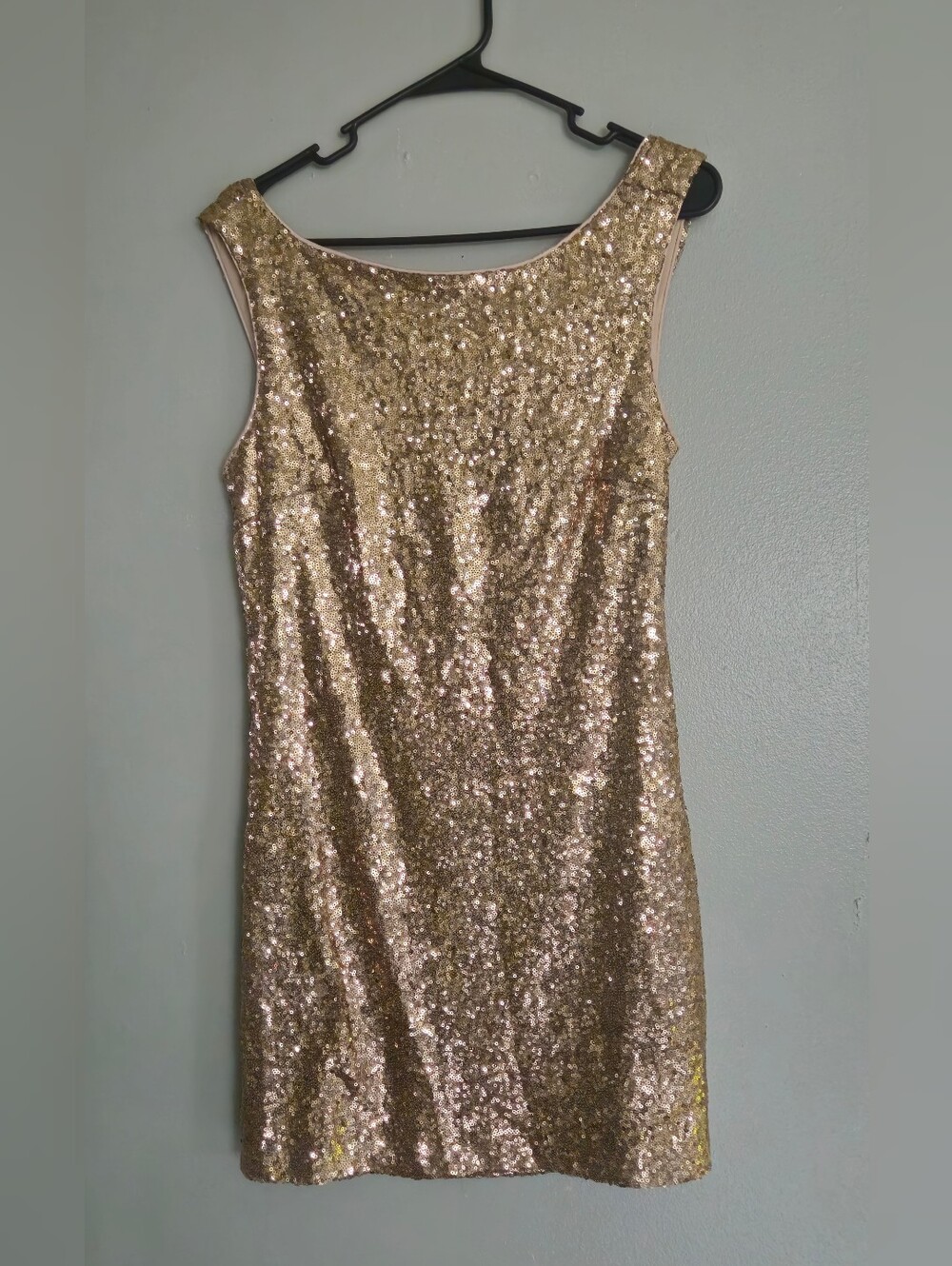 JAYGODFREY Gold Sequin Boatneck Midi Dress